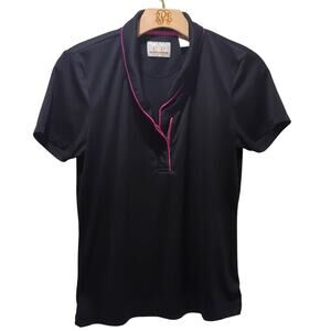 EP Pro Tour Tech Ladies Golf Polo Shirt 1/4 Zip Black Pink Women's Size M